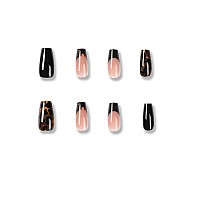 Docvoeomh Short Fake Nails French Tip Acrylic Press On Nails Glue On Nails Glossy Stick On Nails Artificial Nails For Women 24Pc