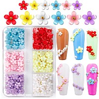 Loveourhome 3D Flower Nail Art Charms Colorful Blossom Floral Butterfly Accessories Gold Pearl Caviar Beads Jewelry Acrylic Nail