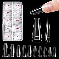 Yokilly Clear Coffin Nails Tips 500 Pcs Short No C Curve Nail Tips For Acrylic Nail Professional Half Cover Soft Gel Nail Tips