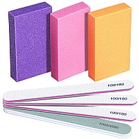 FANDAMEI Nail Buffers and Files, Nail Tools kit with 3PCS Rectangular Nail Buffer Block, 3PCS 100/180 Nail Files and 1PCS 1000/4000 Nail Buffer. Professional Nail Buffer File Kit for Nail Care