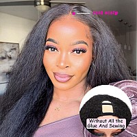 Recomtic Kinky Straight U Part Wigs Human Hair V Part For Black Women Human Hair No Leave Out No Glue Human Hair Glueless 2X4 Mi