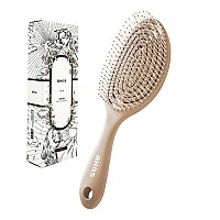 Rhos Detangling Brush For Women Men Kids No Pull Soft Bristles For Smoothing Wet And Dry Hair Easy Clean Vented Design