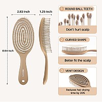 Rhos Detangling Brush For Women Men Kids No Pull Soft Bristles For Smoothing Wet And Dry Hair Easy Clean Vented Design