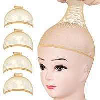 Fandamei Wig Caps Net 4Pcs Wig Caps Mesh Net Open End Light Brown Wig Cap For Women Nylon Mesh Wig Caps Net Strength Wig Cap