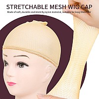 Fandamei Wig Caps Net 4Pcs Wig Caps Mesh Net Open End Light Brown Wig Cap For Women Nylon Mesh Wig Caps Net Strength Wig Cap