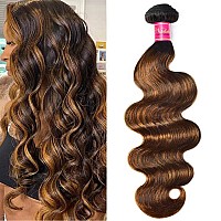 Nadula 12A Highlight Brown Ombre Body Wave Human Hair Weave 1 Bundle 20Inch Balayage Colored Brazilian 100 Remy Human Hair Wavy