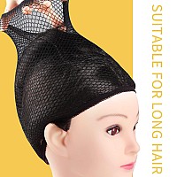 Wig Caps Fandamei 4Pcs Wig Caps Mesh Net Open End Black Wig Cap For Women Nylon Mesh Wig Caps Net Strength Wig Cap Mesh Wig