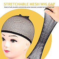 Wig Caps Fandamei 4Pcs Wig Caps Mesh Net Open End Black Wig Cap For Women Nylon Mesh Wig Caps Net Strength Wig Cap Mesh Wig