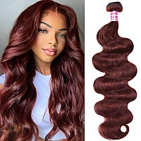 Nadula Reddish Brown Body Wave Human Hair Weave 1 Bundle 10Inch12A Brazilian Remy Hair Bundles Copper Red Colored Human Hair Wa