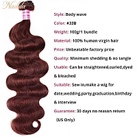 Nadula Reddish Brown Body Wave Human Hair Weave 1 Bundle 10Inch12A Brazilian Remy Hair Bundles Copper Red Colored Human Hair Wa