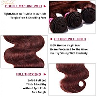 Nadula Reddish Brown Body Wave Human Hair Weave 1 Bundle 10Inch12A Brazilian Remy Hair Bundles Copper Red Colored Human Hair Wa