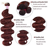 Nadula Reddish Brown Body Wave Human Hair Weave 1 Bundle 10Inch12A Brazilian Remy Hair Bundles Copper Red Colored Human Hair Wa