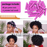 Yorostar Perm Rods Set For Natural Hair 40Pcs Plastic Cold Wave Rods For Long Short Hair Rollers Large Hair Curling Rods For Wom