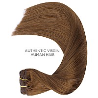 Wennalife Clip In Hair Extensions Real Human Hair 20 Inch 120G 7Pcs Human Hair Extensions Clip In Human Hair Light Auburn Brow