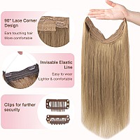 Goo Goo Wire Hair Extensions Human Hair Bronde Natural 12Inch 70G Invisible Wire Hair Extensions With Transparent Seamless Fi