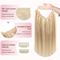 Goo Goo Wire Hair Extensions Human Hair 18A613A Dark Blonde Mix Bleach Blonde Highlighted 12Inch 70G Invisible Wire Hair Exte