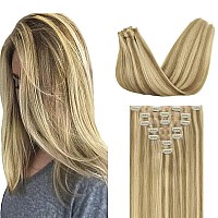 Goo Goo Clip In Hair Extensions Real Human Hair Remy Human Hair Extensions Clip Ins For Women Natural Human Hair 16Inch 110G