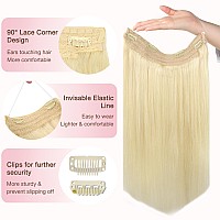 Goo Goo Wire Hair Extensions Human Hair 613R Bleach Blonde Natural 12Inch 70G Invisible Wire Hair Extensions With Transparent