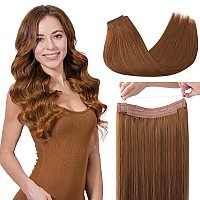 Goo Goo Wire Hair Extensions Human Hair 350 Copper Natural 14Inch 75G Invisible Wire Hair Extensions With Transparent Seamles