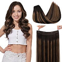 Goo Goo Wire Hair Extensions Human Hair 2302 Dark Brown With Expensive Brunette Balayage 14Inch 75G Invisible Wire Hair Exte