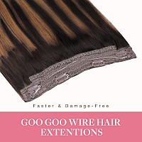 Goo Goo Wire Hair Extensions Human Hair 2302 Dark Brown With Expensive Brunette Balayage 14Inch 75G Invisible Wire Hair Exte