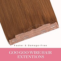 Goo Goo Wire Hair Extensions Human Hair 350 Copper Natural 18Inch 95G Invisible Wire Hair Extensions With Transparent Seamles