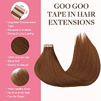 Goo Goo Tape In Hair Extensions Human Hair 350 Copper 22Inch 50G 20Pcs Thick Ends Straight Seamless Tape In Invisible Tape I