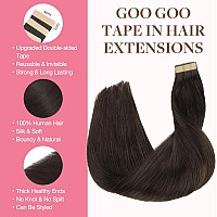 Goo Goo Tape In Hair Extensions Human Hair 2A Light Brown 22Inch 50G 20Pcs Thick Ends Straight Seamless Tape In Invisible Ta