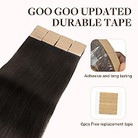 Goo Goo Tape In Hair Extensions Human Hair 2A Light Brown 22Inch 50G 20Pcs Thick Ends Straight Seamless Tape In Invisible Ta