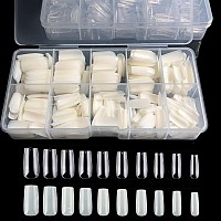 Short Square Nail Tips 1000 Pcs Artificial Full Cover Fake Nails Soft Gel Tips 10 Sizes With Box For Home Diy Nail Salon Clear