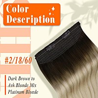 Fshine Blonde Hair Extensions Real Human Hair Fish Wire Dark Brown Ombre Blonde Natural Extensions Human Hair 20 Inch 80G Blonde