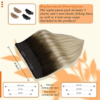 Fshine Blonde Hair Extensions Real Human Hair Fish Wire Dark Brown Ombre Blonde Natural Extensions Human Hair 20 Inch 80G Blonde