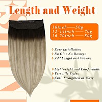 Fshine Blonde Hair Extensions Real Human Hair Fish Wire Dark Brown Ombre Blonde Natural Extensions Human Hair 20 Inch 80G Blonde