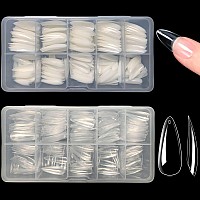 Stiletto Nail Tips1000 Pcs Artificial Full Cover Fake Nails Soft Gel Tips 10 Sizes With Box For Home Diy Nail Salon Clear And