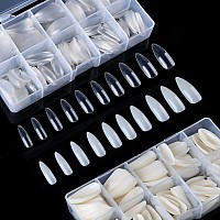 Stiletto Nail Tips1000 Pcs Artificial Full Cover Fake Nails Soft Gel Tips 10 Sizes With Box For Home Diy Nail Salon Clear And