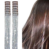 Yooonxi 12Pcs Hair Tinsel Clip In 196Inch Glitter Tinsel Hair Extensions Clip In Hair Tinsel Kit Heat Resistant Shiny Sparkle F