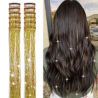 Yooonxi 12Pcs Hair Tinsel Clip In 196Inch Tinsel Hair Extensions Clip In Hair Tinsel Kit Heat Resistant Shiny Sparkle Glitter H