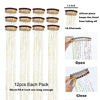 Yooonxi 12Pcs Hair Tinsel Clip In 196Inch Tinsel Hair Extensions Clip In Hair Tinsel Kit Heat Resistant Shiny Sparkle Glitter H