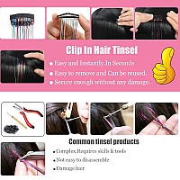 Yooonxi 12Pcs Hair Tinsel Clip In 196Inch Tinsel Hair Extensions Clip In Hair Tinsel Kit Heat Resistant Shiny Sparkle Glitter H