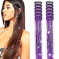 Yooonxi 12Pcs Hair Tinsel Clip In 196Inch Glitter Tinsel Hair Extensions Clip In Hair Tinsel Kit Heat Resistant Shiny Sparkle F