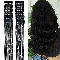 Yooonxi 12Pcs Hair Tinsel Clip In 196Inch Glitter Tinsel Hair Extensions Clip In Hair Tinsel Kit Heat Resistant Shiny Sparkle F