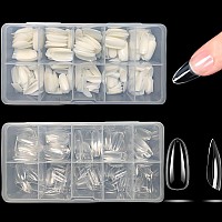 Short Oval Nail Tips 1000 Pcs Artificial Full Cover Fake Nails Soft Gel Tips 10 Sizes With Box For Home Diy Nail Salon Clear An