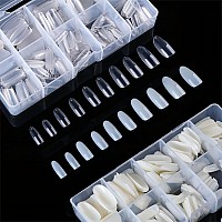 Short Oval Nail Tips 1000 Pcs Artificial Full Cover Fake Nails Soft Gel Tips 10 Sizes With Box For Home Diy Nail Salon Clear An