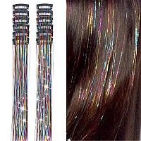 Yooonxi 12Pcs Hair Tinsel Clip In 196Inch Glitter Tinsel Hair Extensions Clip In Hair Tinsel Kit Heat Resistant Shiny Sparkle F