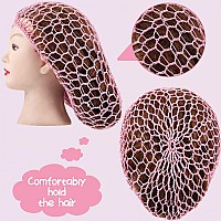 Waydress 2 Pieces Mesh Hair Net Rayon Knit Snood Women Crocheted Sleep Cap Blue Pink