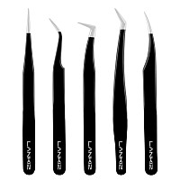 Lankiz Lash Tweezers Eyelash Extension Tweezers Set Professional Straight And Curved Eyelash Tweezer Volume Isolation Appl