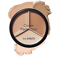 Thesaem Cover Perfection Triple Pot Concealer 3 Color Concealer With Full Coverage Natural Beige Shade Covers Blemishes Spots