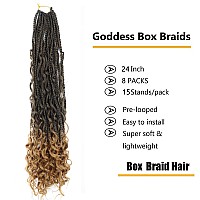 Lmzim 24 Inch 8 Packs Boho Box Braids Crochet Hair Bohemian Crochet Box Braids With Curly Ends Goddess Box Braids Synthetic Croc