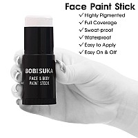 Bobisuka Face Body White Paint Stick Clown Makeup Eye Black Sticks For Sports White Foundation Face Painting Kit For Halloween