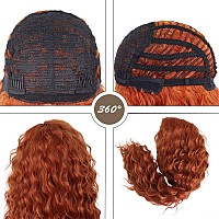 Gnimegil Long Wavy Ginger Red Hair Wig Soft Synthetic Curly Costume Wig With Ombre Fluffy Waves Free Part Hairline Natural Coppe